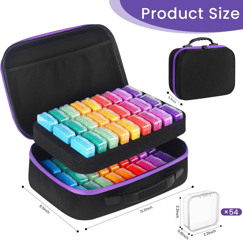Douorgan Diamond Painting Storage Containers Portable Bead Organizer Shockproof Bead Art Storage Case Jewelry Beads Storage Box (54 Small Boxes) - Image 2